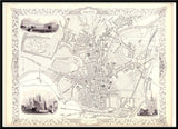 Classic Vintage City Map of Bath, England 1851