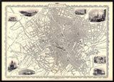 Classic Vintage City Map of Birmingham, England 1851