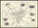 Classic Vintage City Map of Bradford, England 1851