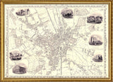 Classic Vintage City Map of Bradford, England 1851