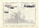 Classic Vintage City Map of Brighton, England 1851
