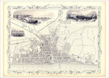 Classic Vintage City Map of Brighton, England 1851