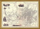 Classic Vintage City Map of Bristol, England 1851