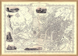 Classic Vintage City Map of Bristol, England 1851
