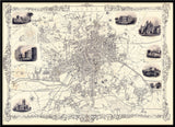 Classic Vintage City Map of Leeds, England 1851