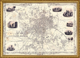 Classic Vintage City Map of Leeds, England 1851