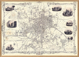 Classic Vintage City Map of Leeds, England 1851