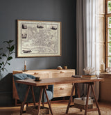 Classic Vintage City Map of Newcastle, England 1851