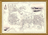 Classic Vintage City Map of Plymouth, England 1851