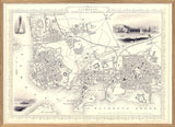Classic Vintage City Map of Plymouth, England 1851