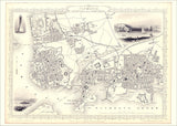 Classic Vintage City Map of Plymouth, England 1851