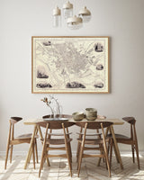 Classic Vintage City Map of Preston, England 1851