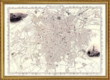 Classic Vintage City Map of Sheffield, England 1851
