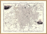 Classic Vintage City Map of Sheffield, England 1851