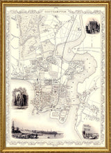 Classic Vintage City Map of Southampton, England 1851