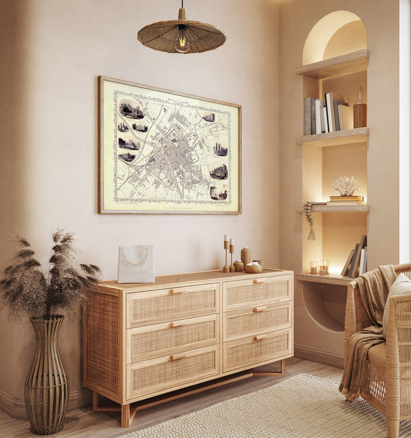 Classic Vintage City Map of York, England 1851