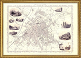 Classic Vintage City Map of York, England 1851