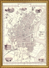 Classic Vintage City Map of Belfast 1851