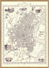 Classic Vintage City Map of Belfast 1851