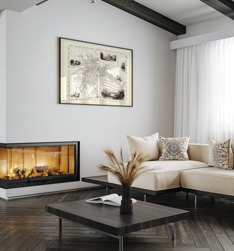 Classic Vintage City Map of Aberdeen, Scotland 1851