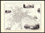 Classic Vintage City Map of Aberdeen, Scotland 1851