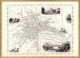 Classic Vintage City Map of Aberdeen, Scotland 1851