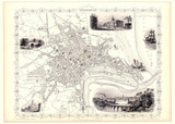 Classic Vintage City Map of Aberdeen, Scotland 1851