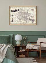 Classic Vintage City Map of Edinburgh, Scotland 1851