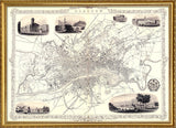 Classic Vintage City Map of Glasgow, Scotland 1851