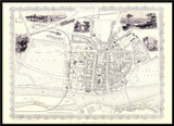 Classic Vintage City Map of Perth, Scotland 1851