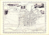 Classic Vintage City Map of Perth, Scotland 1851