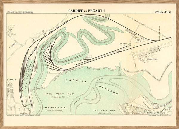 Vintage City Map of Cardiff Harbour, 1883