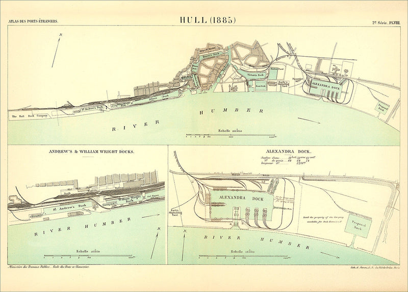 Map of Hull, England 1885