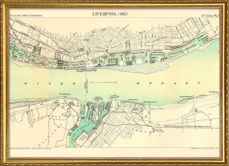 Map of Liverpool, England 1885