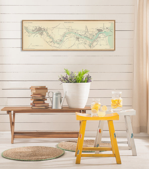 Vintage City Map of Newcastle Harbour, England 1878