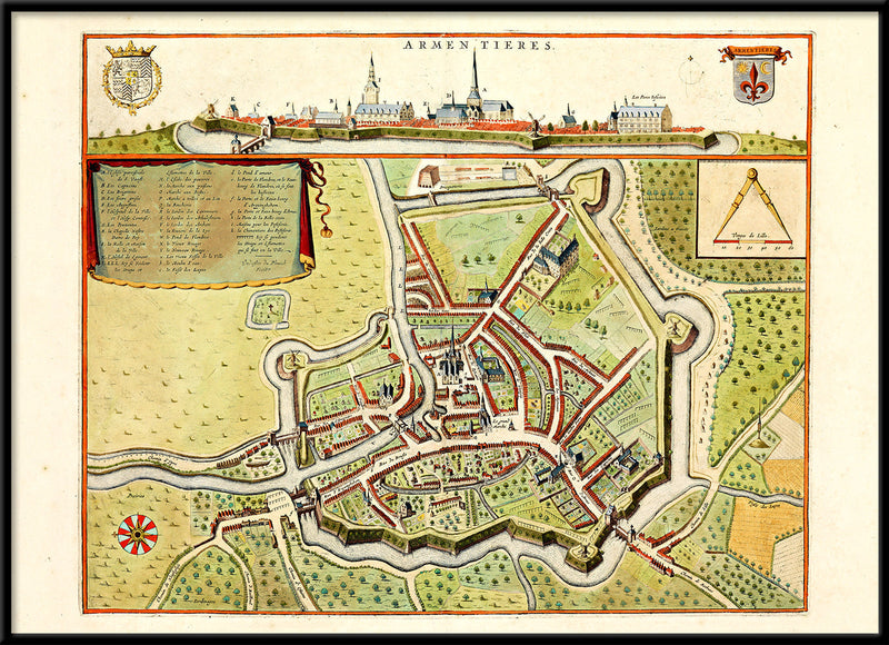 Medieval City Map of Armentières 1699