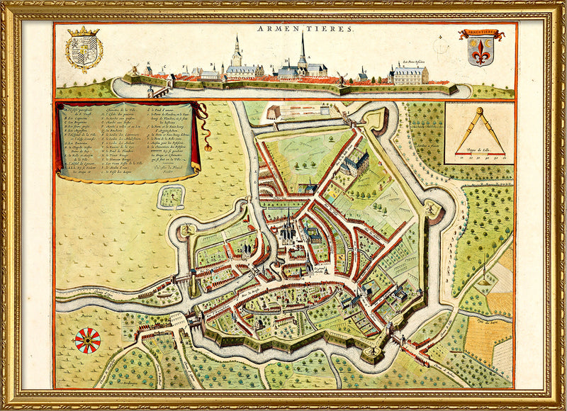 Medieval City Map of Armentières 1699