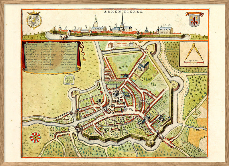 Medieval City Map of Armentières 1699