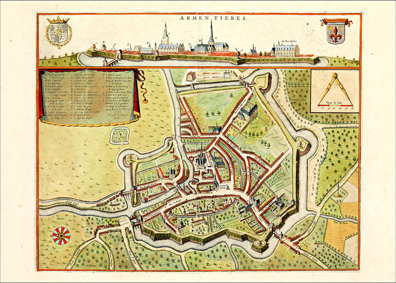 Medieval City Map of Armentières 1699