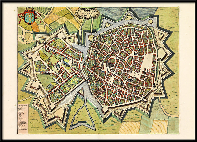 Medieval City Map of Arras 1699