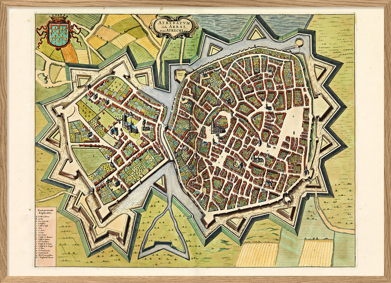 Medieval City Map of Arras 1699