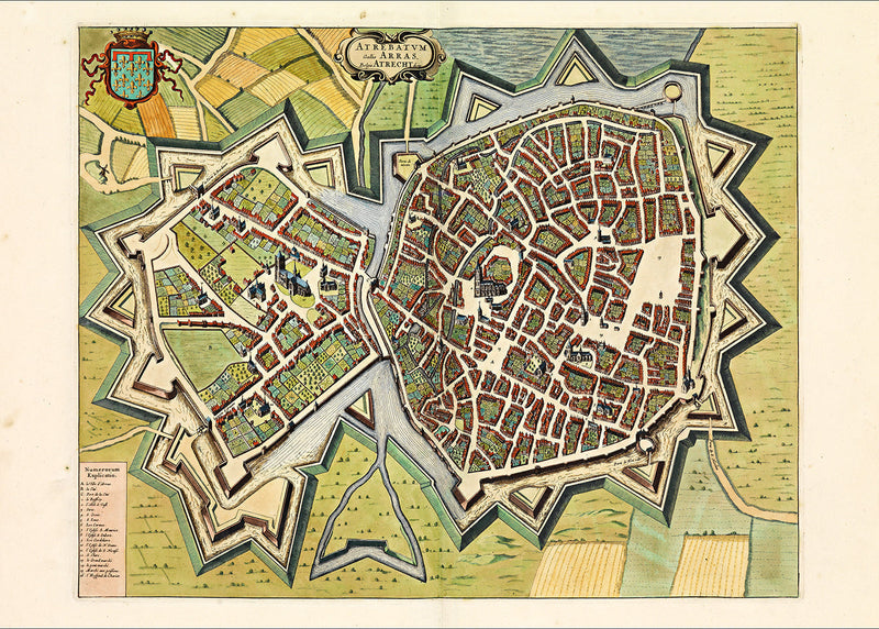 Medieval City Map of Arras 1699