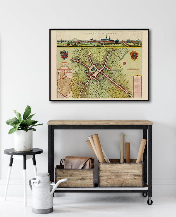 Medieval City Map of Bailleul 1699