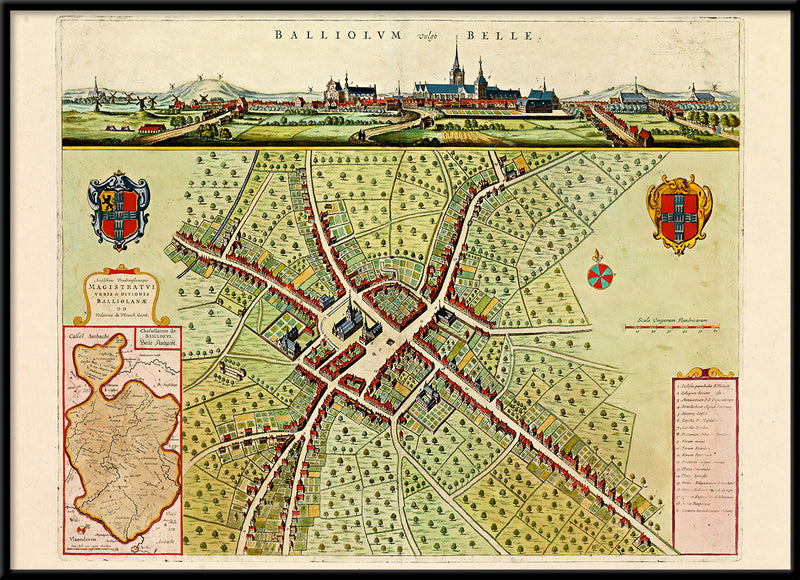 Medieval City Map of Bailleul 1699