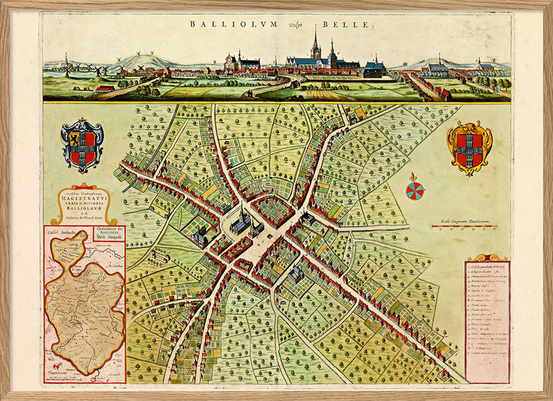 Medieval City Map of Bailleul 1699