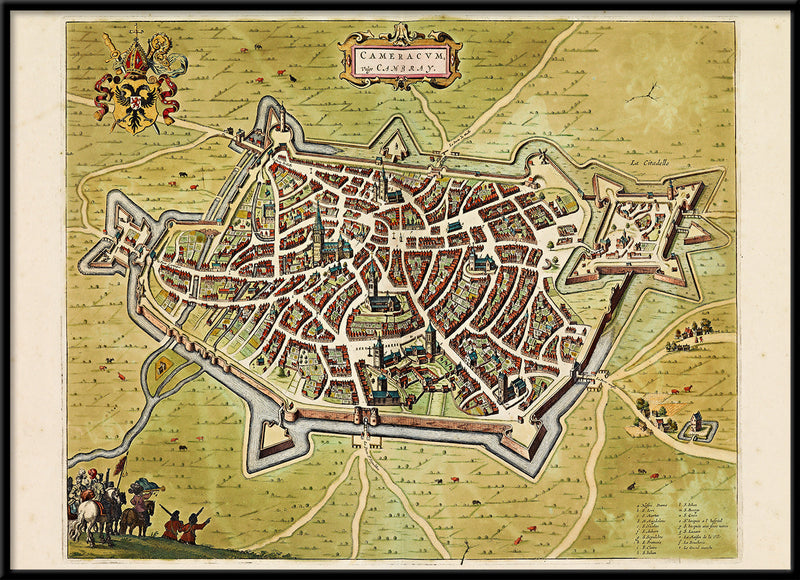 Medieval City Map of Cambrai 1699