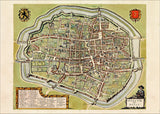 Medieval City Map of Douai 1699