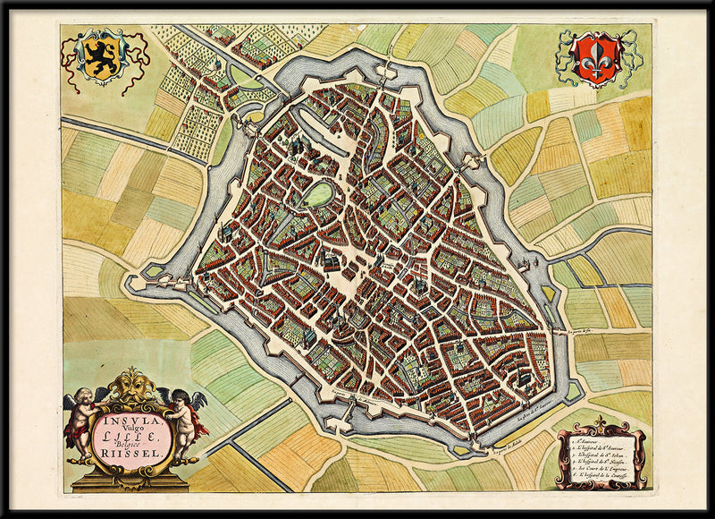 Medieval City Map of Lille 1699