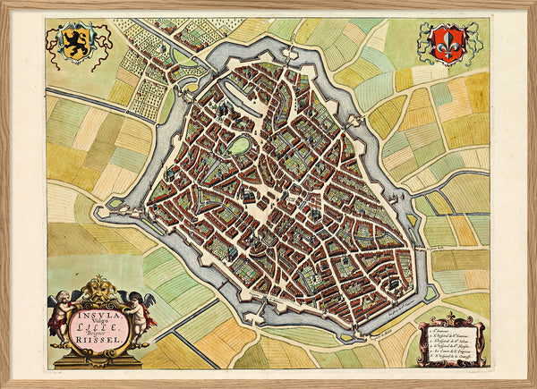 Medieval City Map of Lille 1699