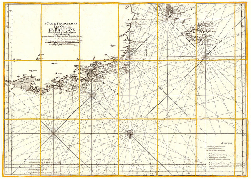 Vintage Nautical Chart of the Coast of Bretagne #3